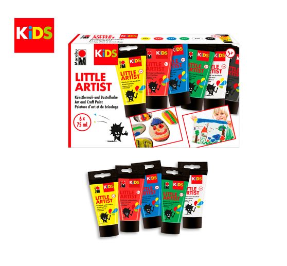 Coffret de peinture acrylique Marabu KiDS Little Artist, 6 x 75 ml