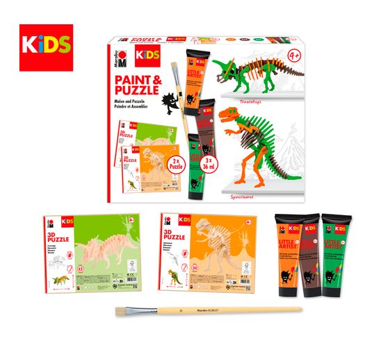 Coffret Marabu KiDS Little Artist Paint & Puzzle « Dinosaures »