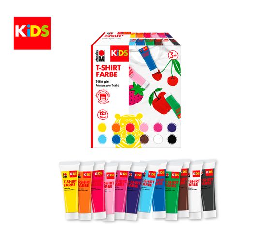 Coffret Marabu KiDS « Peinture pour t-shirt », 12 x 36 ml
