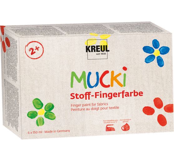 Peinture au doigt pour textile MUCKI, set de 6