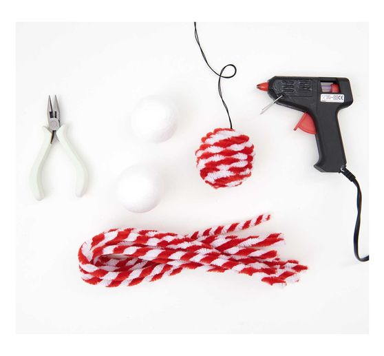 Fil chenille « Rouge/Blanc », 10 pc.
