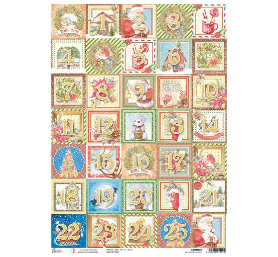 Motif straw silk paper "Advent Calendar Numbers"