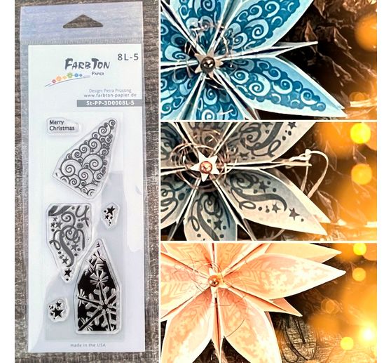 Tampons en silicone pour étoile en papier modèle moyen « Christmas »