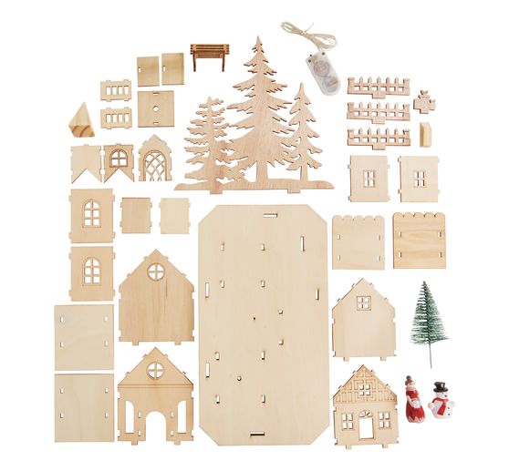 VBS Wooden building kit "Church Walk" incl. Micro-LED string lights