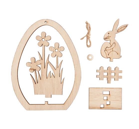 VBS Wooden building kit egg pendant "Bunny with egg"