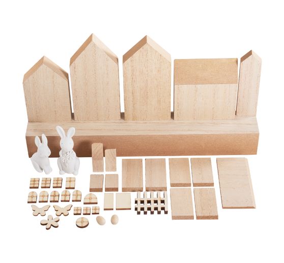 Kit de construction en bois VBS « Rangée de maisons »