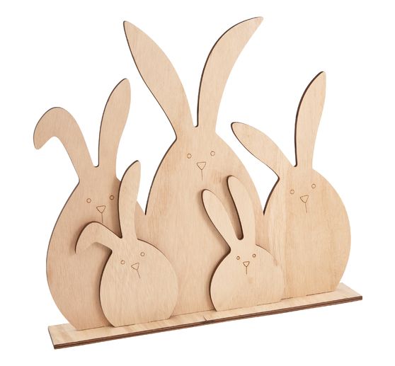 Décoration à emboîter en bois VBS « Famille de lapins »