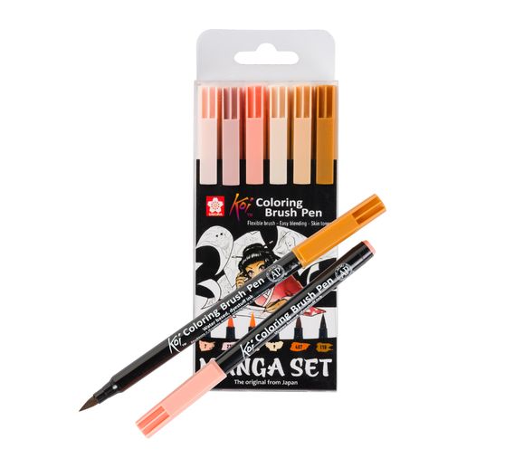 Feutres pinceaux Koi Colouring Brush Pen Sakura « Manga Collection », set de 6