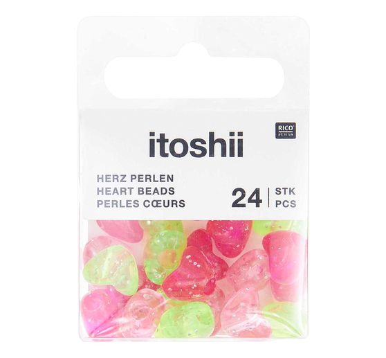 Assortiment de perles itoshii « Cœurs pailletés »