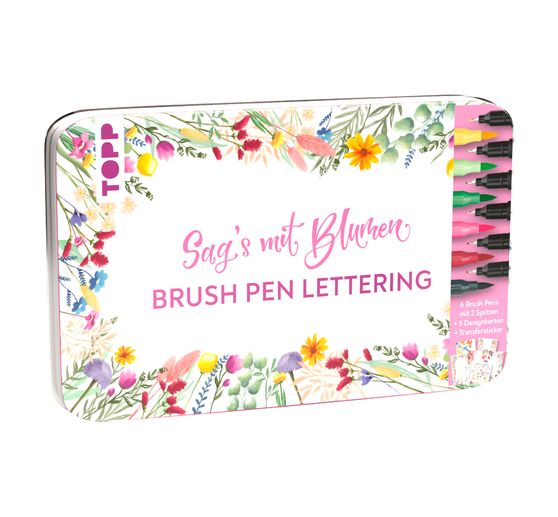 Handlettering design box Brush Pens Say it with flowers