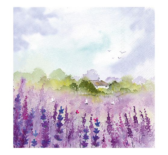 Napkin "Lavender field aquarelle"