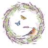Napkin "Chaffinch in a lavender wreath"