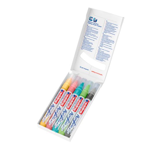 Marqueurs acrylique edding 5100 « Pastel », pointe moyenne, set de 5