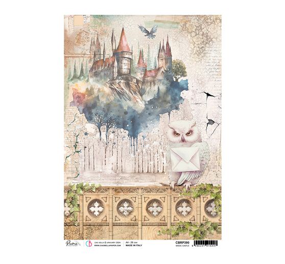Motif straw silk "Wizard Academy - Magic Castle"