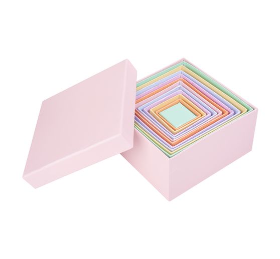 Boîtes en carton « Carré », couleurs pastel, set de 12