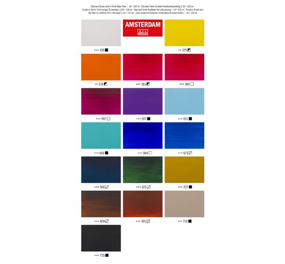 Set de peintures acryliques Talens AMSTERDAM « Value Pack »