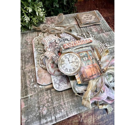 Bloc de papier scrapbooking « Brocante Antiques »