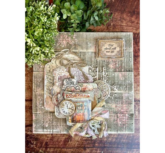 Bloc de papier scrapbooking « Brocante Antiques »