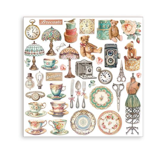 Bloc de papier scrapbooking « Brocante Antiques »