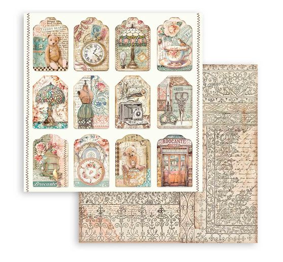 Bloc de papier scrapbooking « Brocante Antiques »