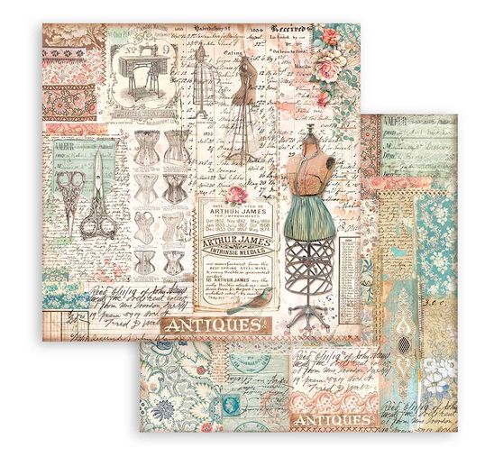 Bloc de papier scrapbooking « Brocante Antiques »