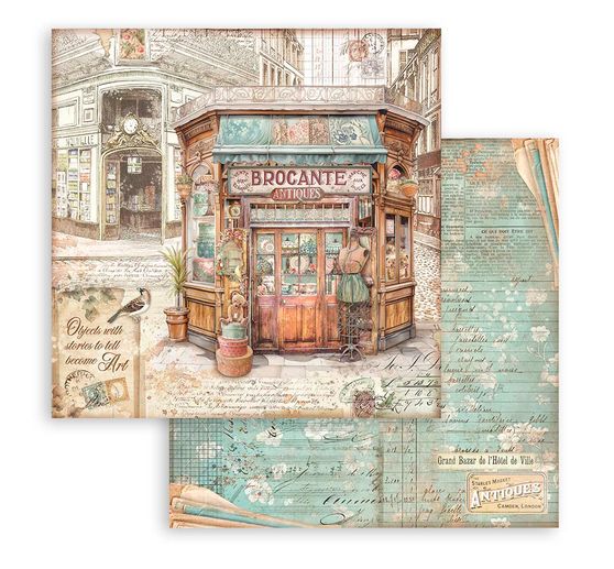 Bloc de papier scrapbooking « Brocante Antiques »