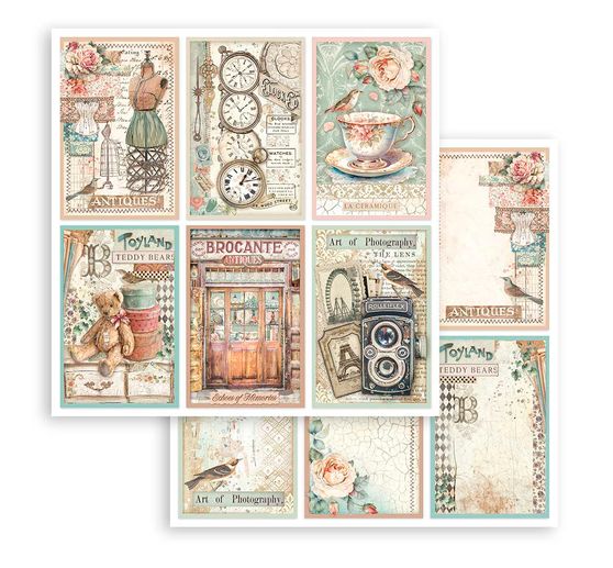 Bloc de papier scrapbooking « Brocante Antiques »