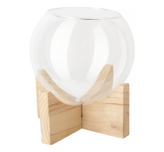 Boule en verre avec support en bois VBS