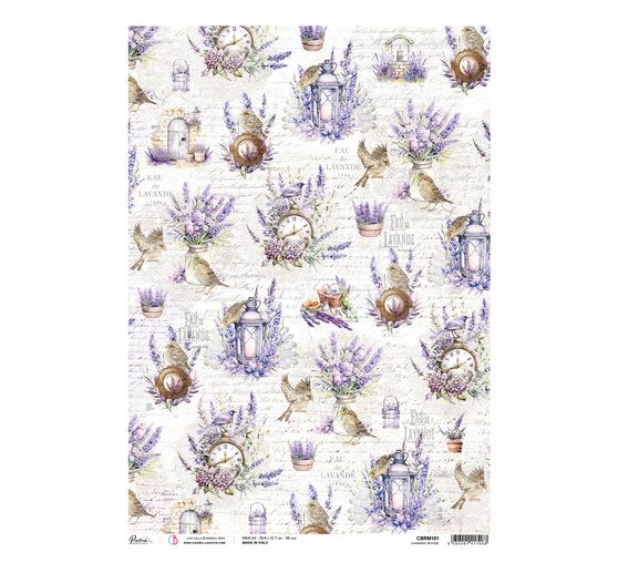 Motif straw silk "Morning in Provence - Enchanting Landscape"