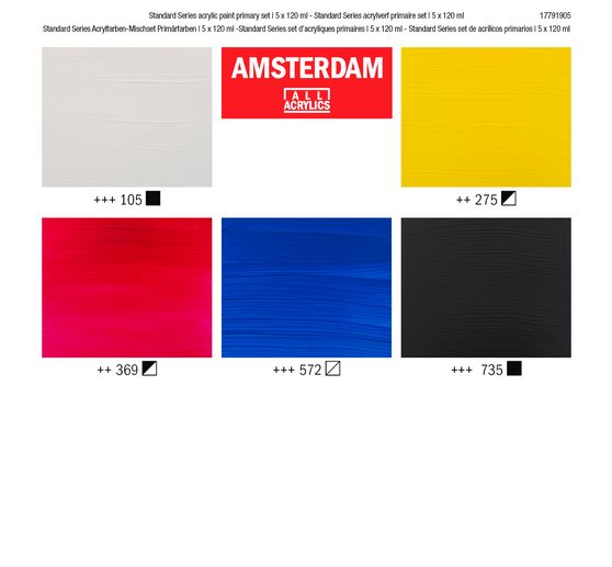 Set de peintures acryliques Talens AMSTERDAM « Couleurs primaires »