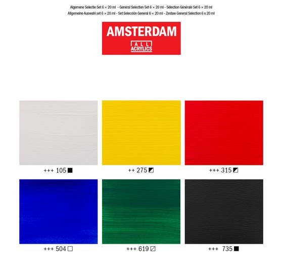 Set de peintures acryliques Talens AMSTERDAM « General Selection 6 »