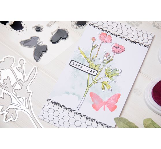 Gabarit d’estampe Sizzix Framelits et tampons Clear Stamps « Painted Pencil Botanical »