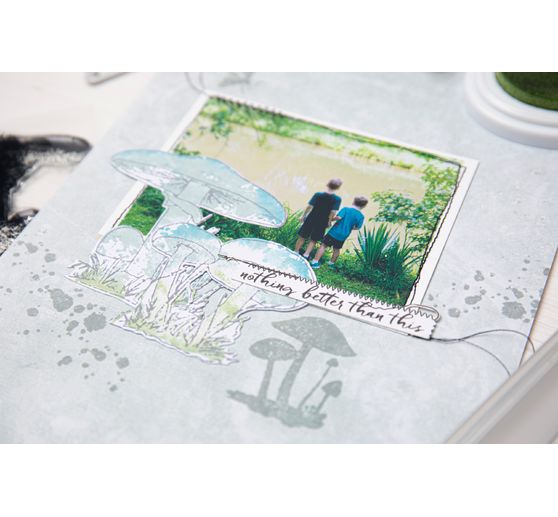 Gabarit d’estampe Sizzix Framelits et tampons Clear Stamps « Painted Pencil Mushrooms »