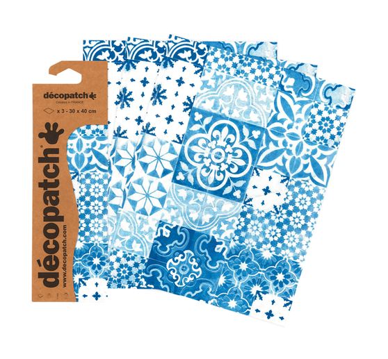 Papier Décopatch « Carreaux de mosaïque Bleu »