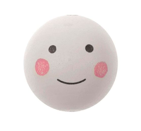 Wooden balls with face "White", drilled, 8 pieces