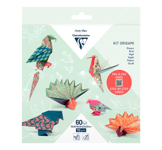 Kit origami « Oiseaux », 60 feuilles