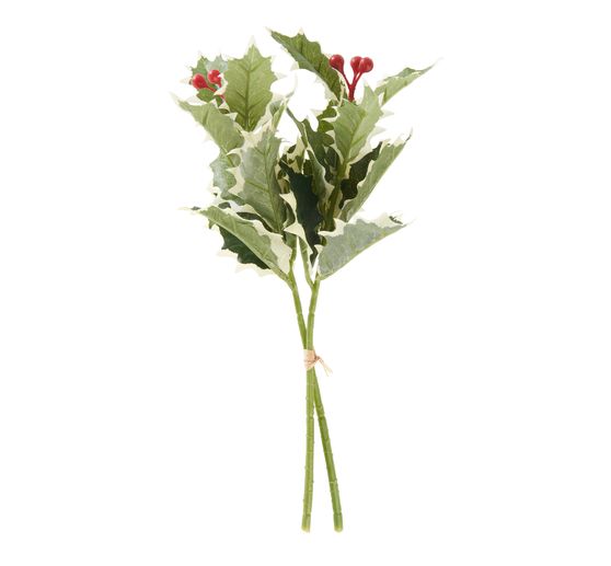 Branche de houx avec baies, 33 cm