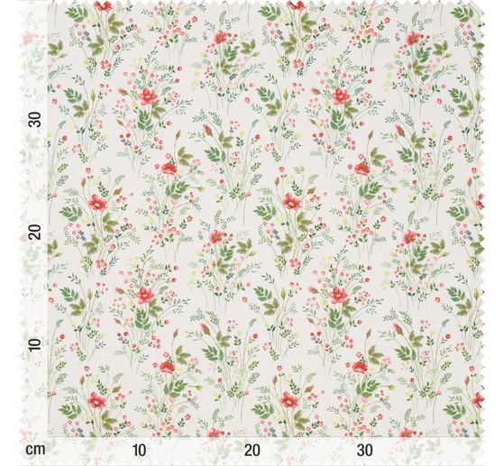 Tissu coton au mètre Westfalenstoffe « Florenz – Fougère et fleurs »