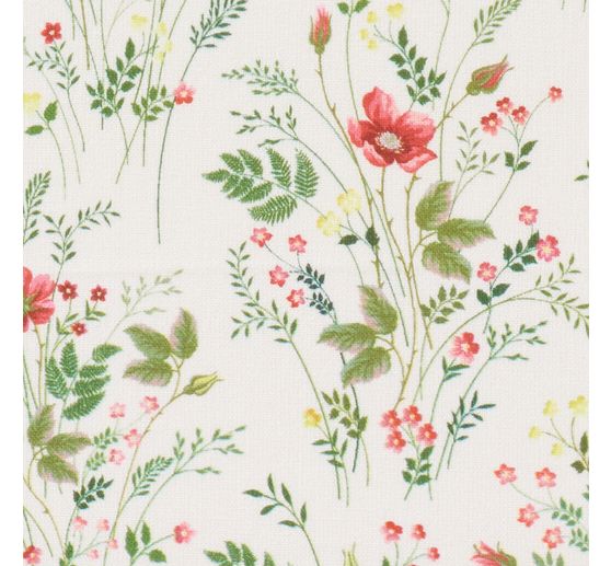 Tissu coton au mètre Westfalenstoffe « Florenz – Fougère et fleurs »