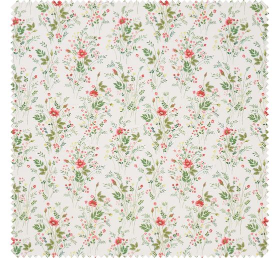 Tissu coton au mètre Westfalenstoffe « Florenz – Fougère et fleurs »