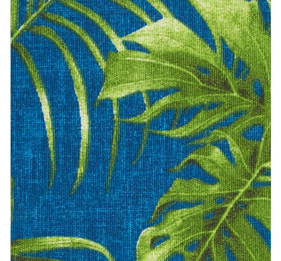 Tissu imprimé aspect lin au mètre « Blue Monstera Jungle »