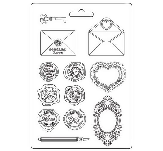 Moule à texture 3D « Shabby Rose – Letters & Seals »
