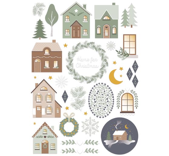 Feuille de décalcomanies Rub On « Home for Christmas »