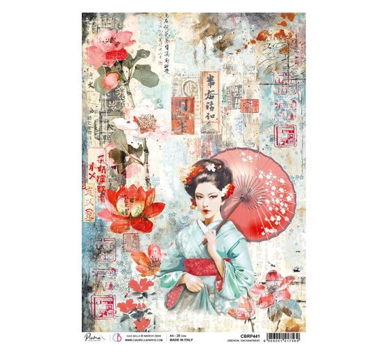 Soie de paille à motifs « Land of the Rising Sun – Geisha »