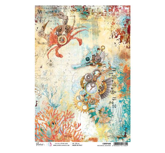 Soie de paille à motifs « Coral Reef – Seahorse »
