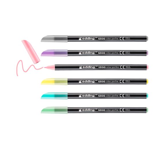 Feutres de coloriage pointe fine edding 1200 « Pastel », set de 6
