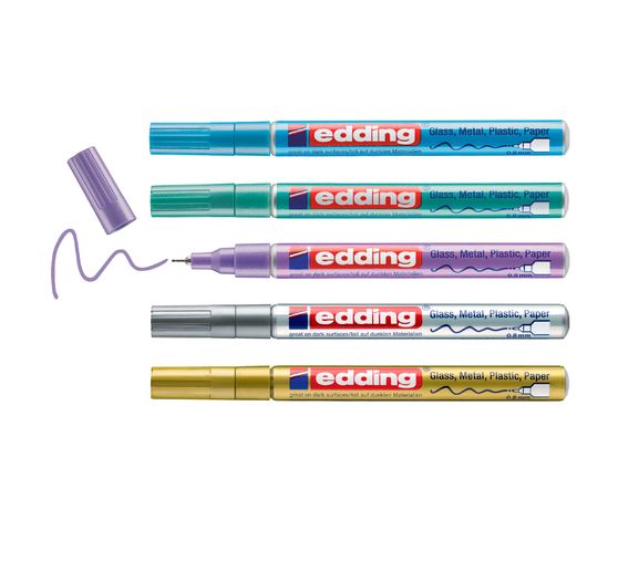 Marqueurs encre laquée edding 780 « Metallic Special », set de 5