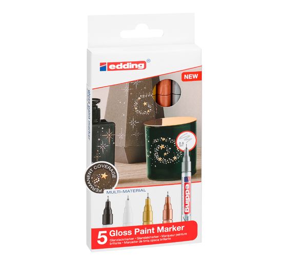 Marqueurs encre laquée edding 780 « Metallic Basic », set de 5