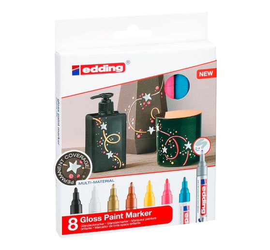 Marqueurs encre laquée edding 750 « Metallic/Pastel », set de 8