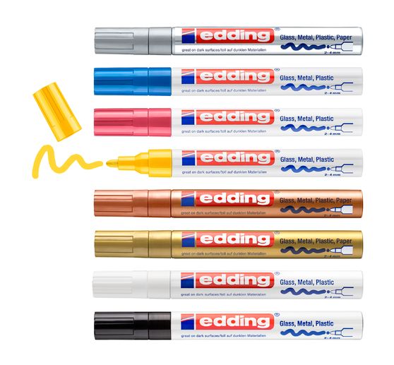 Marqueurs encre laquée edding 750 « Metallic/Pastel », set de 8